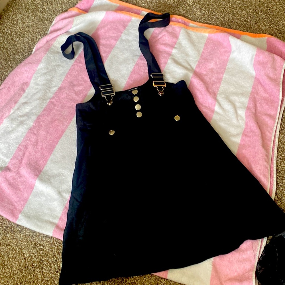 NWOT BLACK OVERALL SUSPENDER SKIRT SZ SMALL